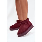 Boto Stylish Suede Low Snow Boots Burgundy Nucca | Shoptok.si