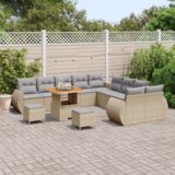  13 delni set vrtne sedežne garniture s blazinami Bež Poli ratan Akacija | Shoptok.si