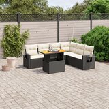 Maison Chic Seti vrtnega pohištva - Vrtna garnitura - Vrtni pohištvo set 7-delna z blazinami črn poli ratan, (21803125) | Shoptok.si