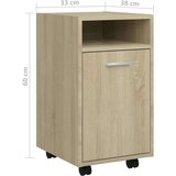  Bočni ormarić s kotačima boja hrasta 33 x 38 x 60 cm od iverice | shoptok.hr