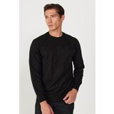 ALTINYILDIZ CLASSICS Men's Black Standard Fit Regular Fit Crew Neck Jacquard Knitwear Sweater Cene