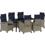  Vrtni set za objed s jastukom 7 pcs Siva poliratan | shoptok.hr