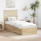 vidaXL Krevetna konstrukcija Sonoma hrast i srebrna 75 x 190 cm | shoptok.hr
