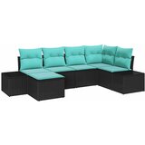 vidaXL Vrtna sedežna garnitura z blazino 6 pcs Črna in turkizna, (5000021522) | Shoptok.si