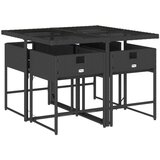  5-dijelni vrtni blagovaonski set s jastucima od poliratana crni | shoptok.hr