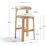 Kave Home Bež/u svijetloj prirodnoj boji barska stolica od čvrste jeseni (visine sjedala 75 cm) Granite – | shoptok.hr