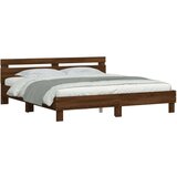  Posteljni okvir z vzglavjem rjavi hrast 160x200 cm in | Shoptok.si