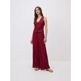Reserved Hlače širokih nogavica - burgundy | shoptok.hr
