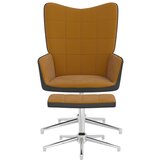 The Living Store Stol za sproščanje s stolčkom rjav žamet in PVC - Stol Za Sproščanje, (21420340) | Shoptok.si