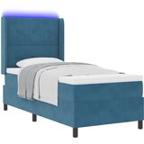 vidaXL Postelja z vzmetnico in LED temno modra 100x200 cm iz žameta, (22048868) | Shoptok.si