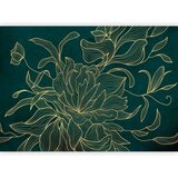  Foto tapeta - Green boudoir - linear drawing of a flower in golden colours on a dark background 450x315 | shoptok.hr