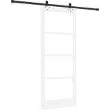 vidaXL Drsna vrata z kompletom strojne opreme Bela 86x211 cm Masivni bor | Shoptok.si