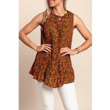 Fenzy Plus Size Plisirana Bluza S Printom, Narančasta Cijene