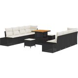  Set vrtnog namještaja od 11 dijelova s jastucima crni ratan akacija dvosed vrtna sofa s jastucima crni ratan set od 3 komada z | shoptok.hr