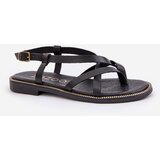 Zazoo Leather Flat Sandals With Intertwined Straps | Shoptok.si
