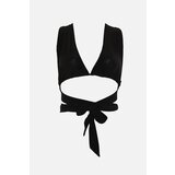 Trendyol Black Cross Tie Detailed Crop Blouse | Shoptok.si
