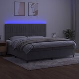  Krevet box spring s madracem LED svjetlosivi 200x200 cm baršun | shoptok.hr