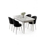 Hanah home Rasklopivi trpezarijski sto i stolice (5 delova) Asfel White Marble Black | Eponuda.com