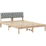  Okvir kreveta s uzglavljem Smeđa i svijetlo siva 135 x 190 cm | shoptok.hr