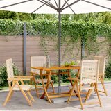 Maison Chic Nastavljivi vrtni stoli - Stol za vrt 4 kosi bež poli ratan in trden les JS108, (21877799) | Shoptok.si