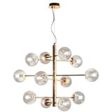  Ondaluce - Visilica na sajli ELISEO 12xE14/10W/230V prečnik 97 cm zlatna/zadimljeno bež | Eponuda.com