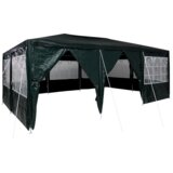 vidaXL zabavni šotor z 10 stranskimi stenami Zeleni 6x4 m PE | Shoptok.si