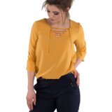 INPRESS Blouse with lace-up neckline yellow | Shoptok.si