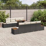  Vrtna sofa set 9 dijelova Crna Ratan Vanjski namještaj | shoptok.hr