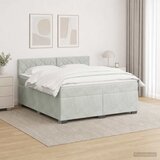 Krevet s box springom madracem i LED-om Svjetlosiva Baršun - Svjetlosiva 140 x 190 cm Dizajn s rombovima Cijene