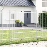 vidaXL Panel ograje s špico Bela Praškasto lakirano jeklo | Shoptok.si