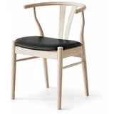Hammel Furniture Blagovaonska stolica crna/prirodna koža Freja -