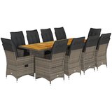  11-dijelni vrtni bistro set od poliratana s jastucima sivi | shoptok.hr