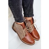 Nobo Leather Ankle Boots On A Flat Heel Brown Zazoo 4078 | shoptok.hr