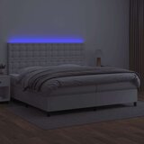  Box spring postelja z vzmetnico LED bela 200x200cm umetno usnje, (20761301) | Shoptok.si