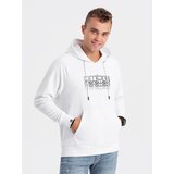 Ombre Men's unlined hooded sweatshirt with print - white Cijene