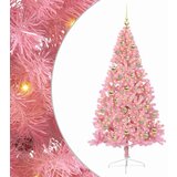 vidaXL Umjetno predsvijetljeno božićno drvce Ružičasta 210 cm PVC | shoptok.hr
