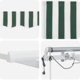 vidaXL Automatska uvlačiva tenda s LED zelenom i bijelom 450x300 cm, Zamjenski materijal za tenda za okvir 4,5x3 m zeleni i bijeli | shoptok.hr