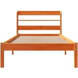 vidaXL Posteljni okvir z vzglavjem voščeno rjava 75x190 cm borovina | Shoptok.si