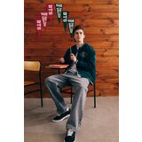 Defacto Oversize Fit Bomber Collar Printed Soft Hairy Inside Cardigan