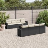 vidaXL 9-dijelni set vrtnih sofa s jastucima crni od poliratana | shoptok.hr