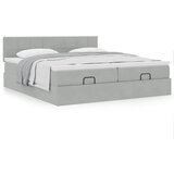 vidaXL Otomanski posteljni okvir z vzmetnicami siv 160x200 cm žamet | Shoptok.si