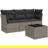  The Living Store Vrtna sedežna garnitura 4-delna z blazinami siv poli ratan - Vrtna Sedežna Garniture, (21465513) | Shoptok.si