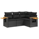 Maison Chic Seti vrtnega pohištva - Vrtna garnitura - Vrtni pohištvo set 4-delna z blazinami črna poli ratan, (21815439) | Shoptok.si
