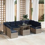  Sjedeća garnitura za vrt 10 pcs Siva i tamnoplava Poli ratan | shoptok.hr