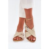 Inblu Women Leather Slippers With Buckle Beige | shoptok.hr
