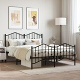vidaXL Metalni okvir kreveta s uzglavljem i podnožjem crni 135x190 cm | shoptok.hr