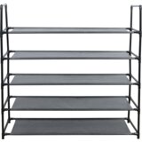 Kondela Omara za čevlje, 5 nadstropna, kovinska, črna, s policami iz tkanine, MADILO | Shoptok.si