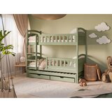 Molarem Home Drveni dječji krevet na kat Blanka s tri kreveta i ladicom - olive - 160x80 cm - Bez madraca | shoptok.hr