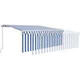 vidaXL Ročno zložljiva tenda s senčilom 4x3 m modra in bela | Shoptok.si