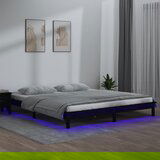 Maison Chic LED Posteljni okvir - Dvoposteljna postelja - Zakonska postelja črn 140x190 cm trden les, (21692569) | Shoptok.si